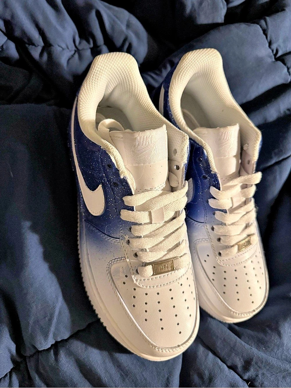 Brand new custom  Nike Air Force 1 Low Sneakers White & Blue US 8